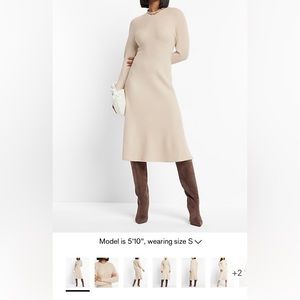Metallic Mock Neck Midi Sweater Dress- XS